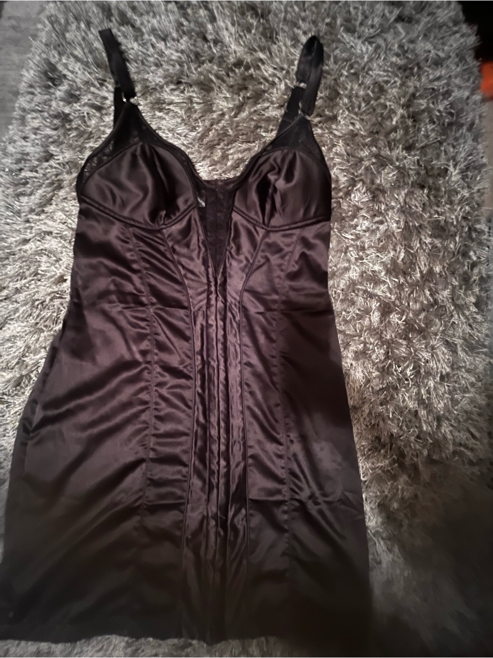 Urban Outfitters Black Satin Slip Dress with Structured Cups